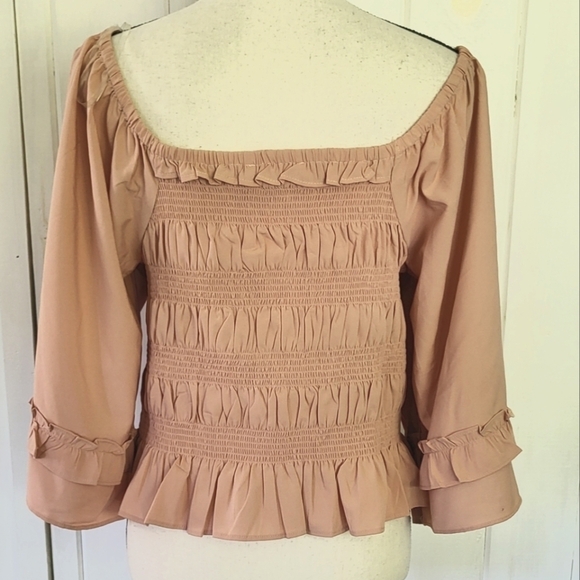 Wishing Waves Smocked Ruffle Cropped Top Size XL - Picture 4 of 10